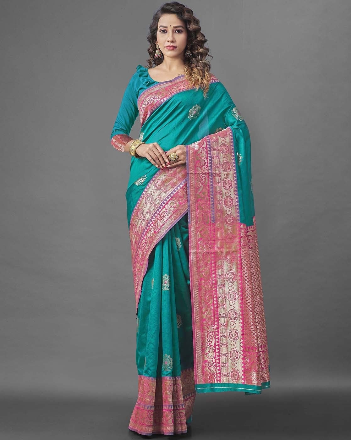 Electric Blue Color Yeola Brocade Paithani