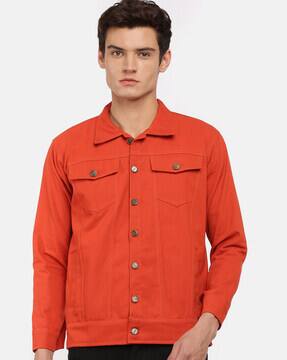 denim jacket men orange colour