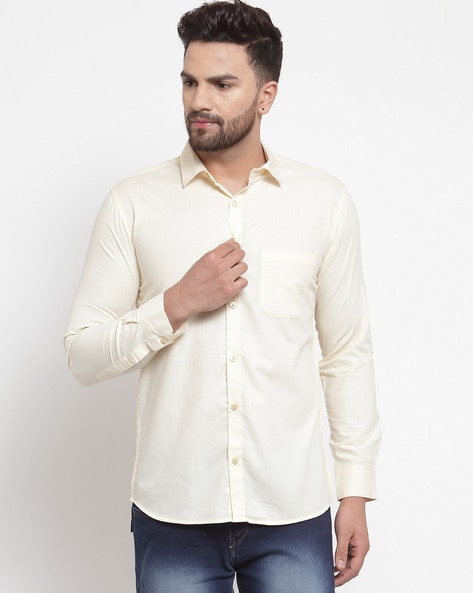 White Cotton/Linen Men Embroidered Shirts at Rs 599 in Delhi