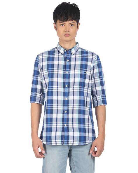 Off white outlet check shirt blue