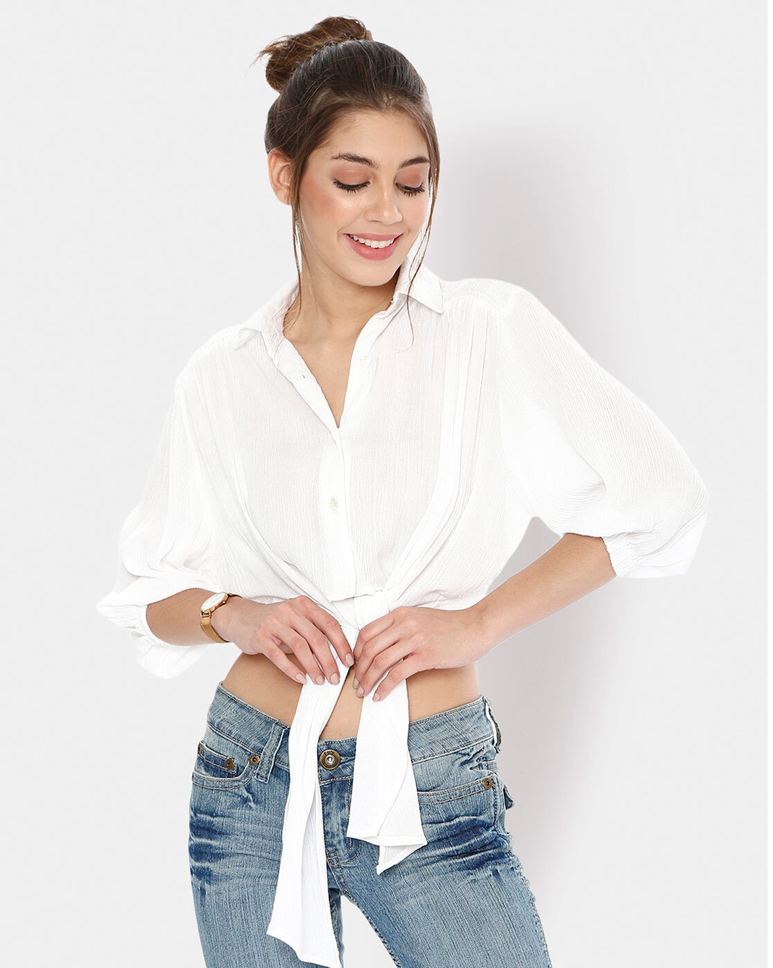 Cropped shirt with knot - Woman