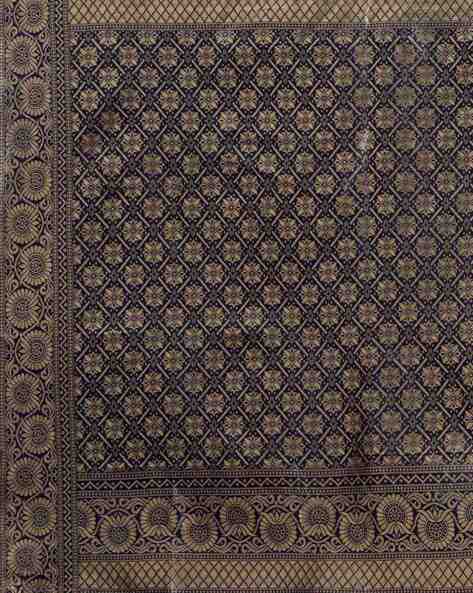 Silk Blend Traditional Saree with Blouse Piece view 3