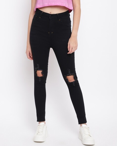 black skinny high waisted jeans ripped