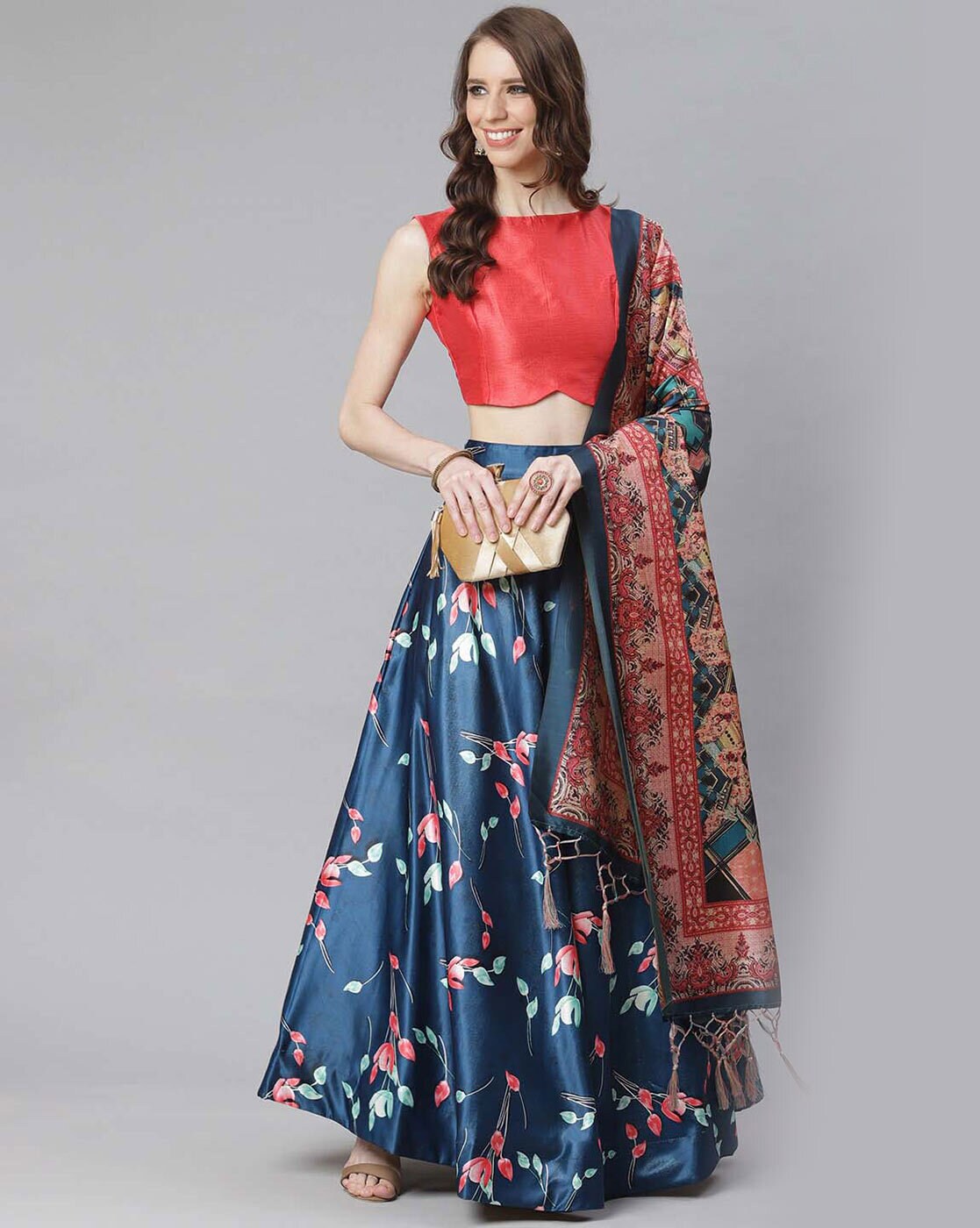 Buy Anouk Navy Blue Ready To Wear Lehenga & Blouse With Dupatta - Lehenga  Choli for Women 10419588 | Myntra