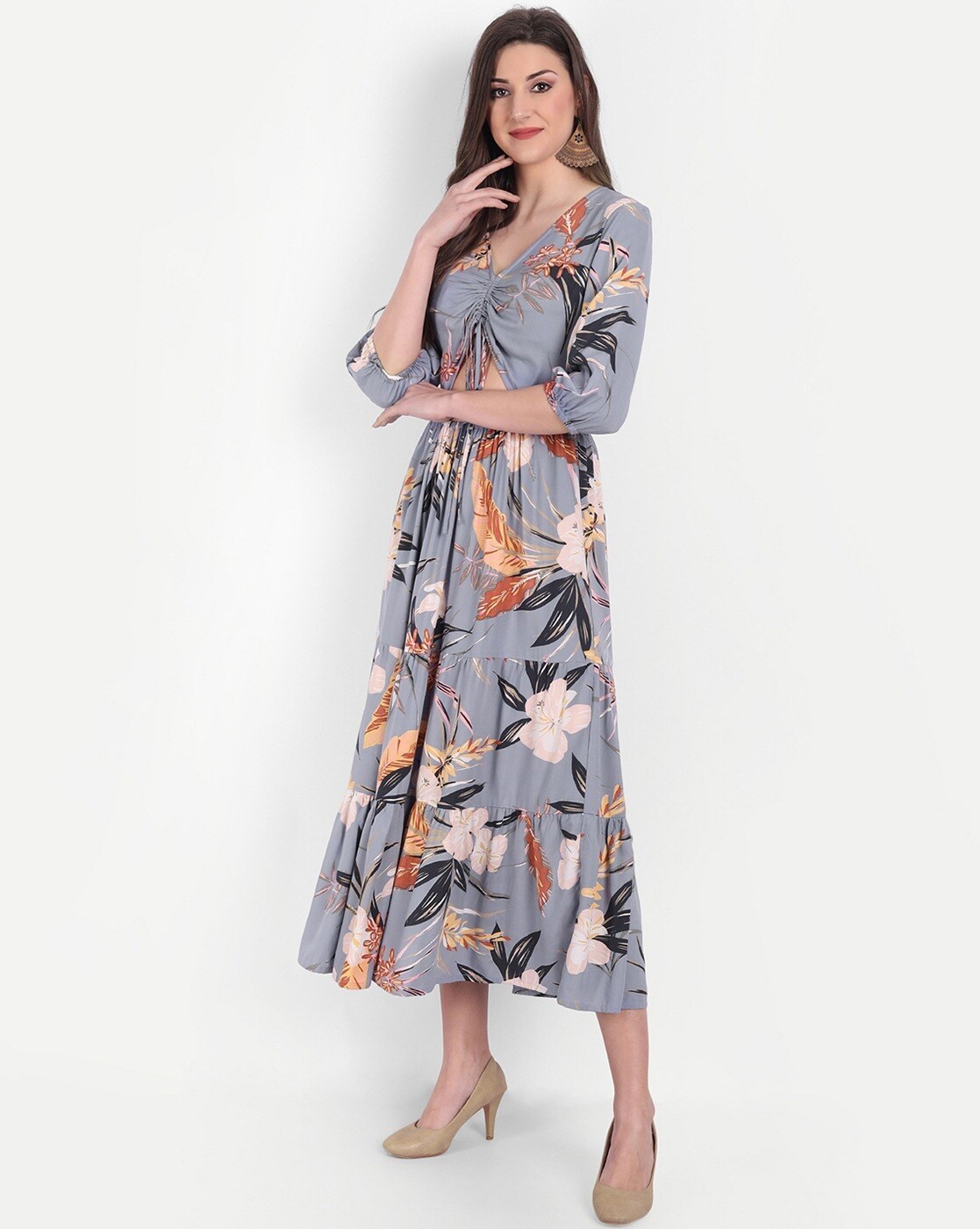 Grey hotsell floral maxi