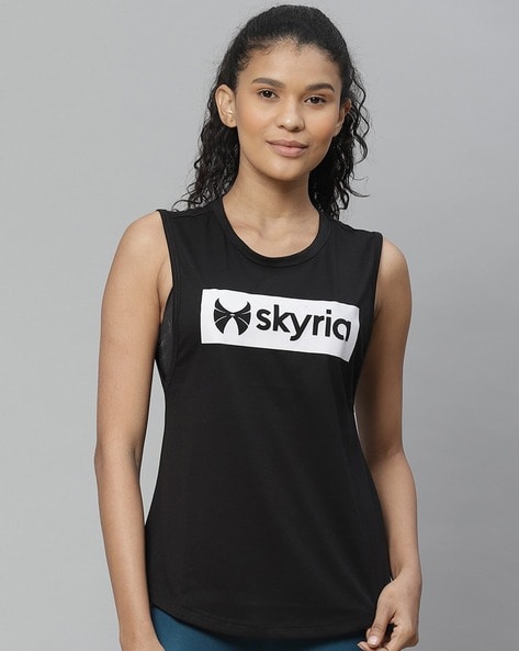 Buy Skyria Typographic Print Sleeveless Tank Top at Redfynd