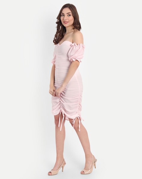 Pink off outlet shoulder bodycon dress