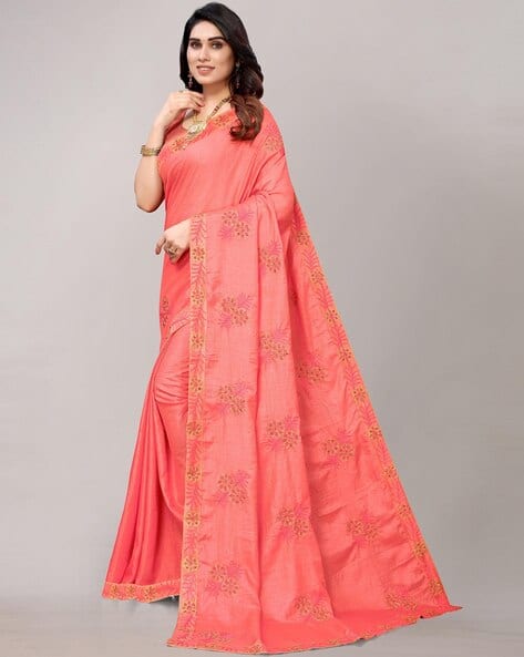 Floral Embroidered Saree with Blouse Piece view 2