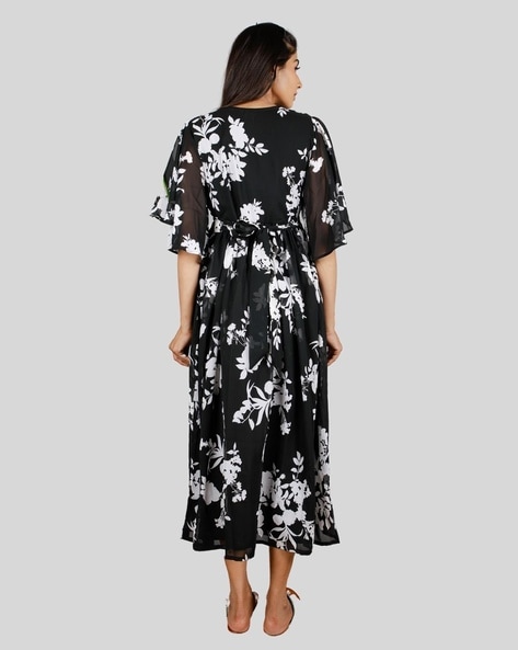 Leaf Print A-line Feeding Dress