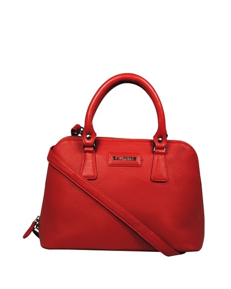 Solid Handbag with Zip Closure