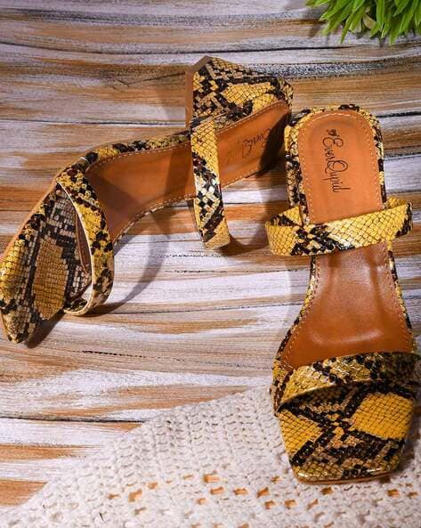 Yellow clearance snakeskin sandals