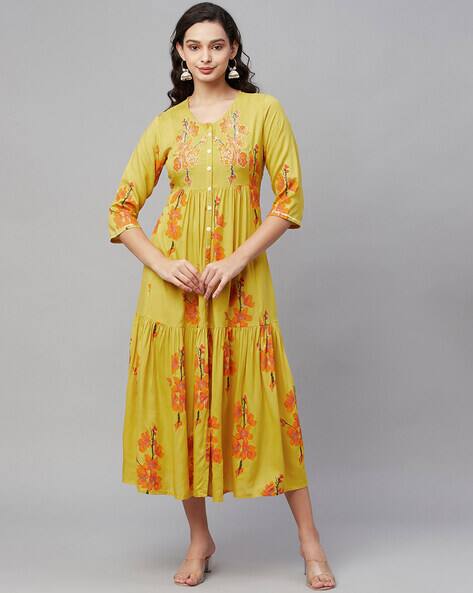 Buy Mustard Dresses u0026 Gowns for Women by Amira's Indian Ethnic Wear Online  | Ajio.com