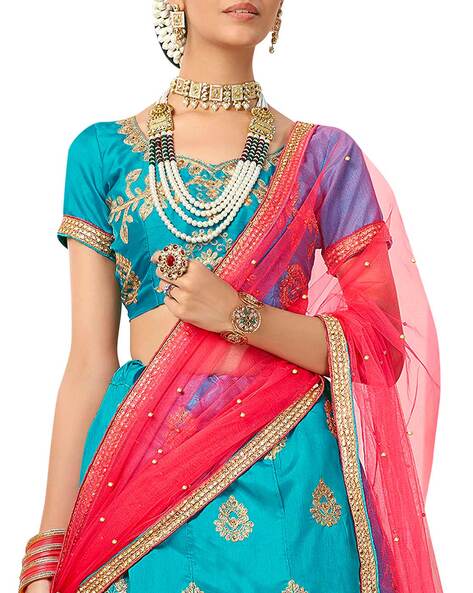 Buy Redefined Sky Blue Georgette Wedding Lehenga Choli - Inddus.in