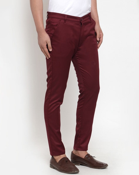 Victorious Men's Basic Casual Slim Fit Stretch Chino Pants DL1250 - Burgundy  - 40/32 - Walmart.com