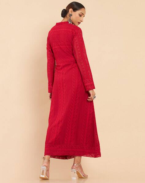 Georgette Kurta with Thread Work Embroidery view 3