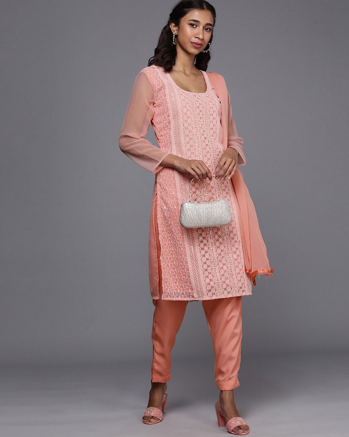 Buy Peach Dress Material for Women by GRIVA DESIGNER Online