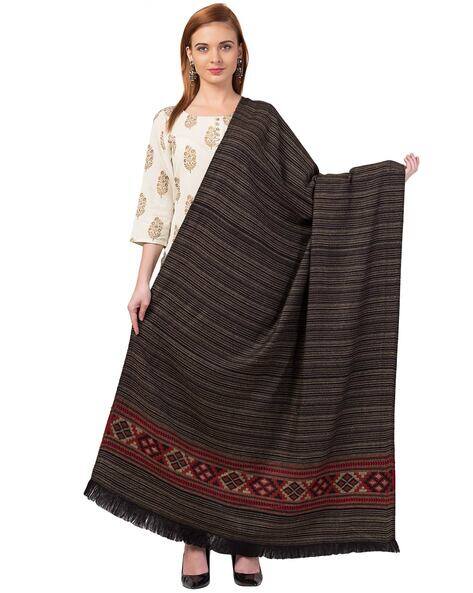 Striped Shawl with Fringes