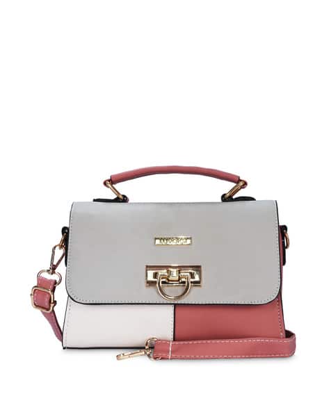 Colourblock Satchel Bag with Detachable Strap
