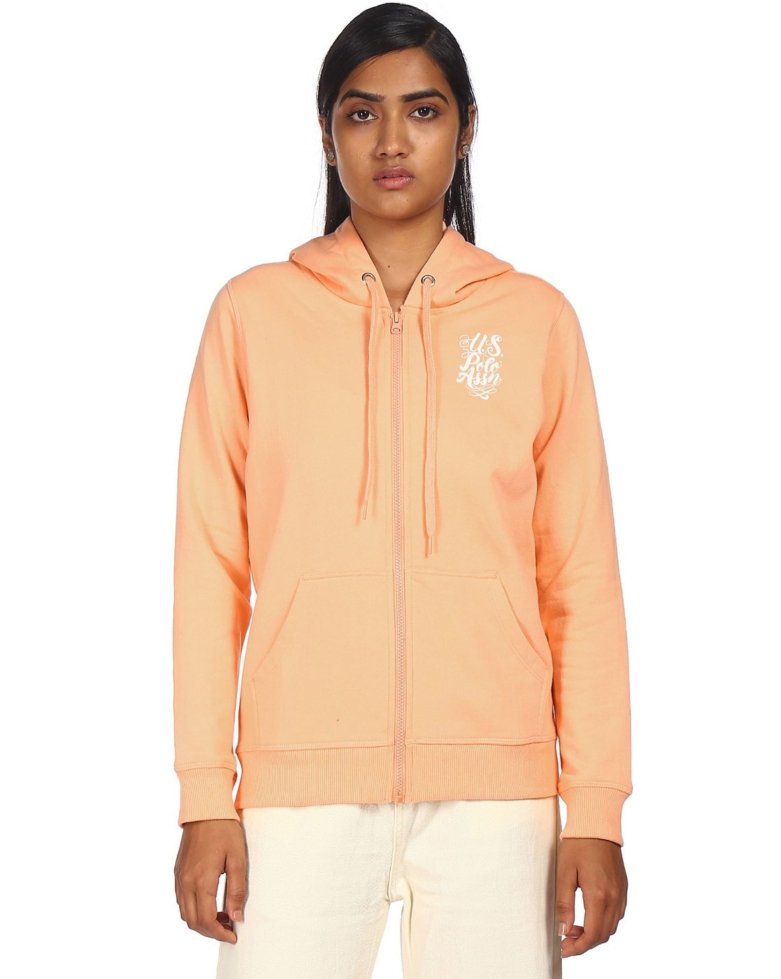 light orange zip up hoodie