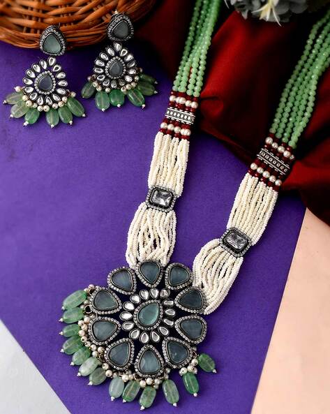 Silver artificial on sale jewellery set