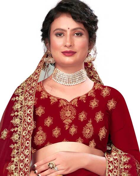 Buy Radhe Creation HEAVY BRIDAL LEHENGA CHOLI WITH DUPATTA AND DIAMOND  ORNAMENT (MAROON), Free Size at Amazon.in