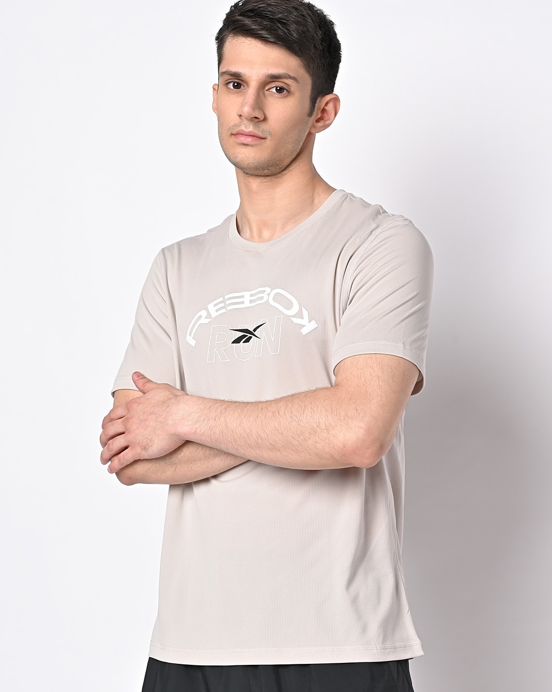 Grey reebok cheap t shirt