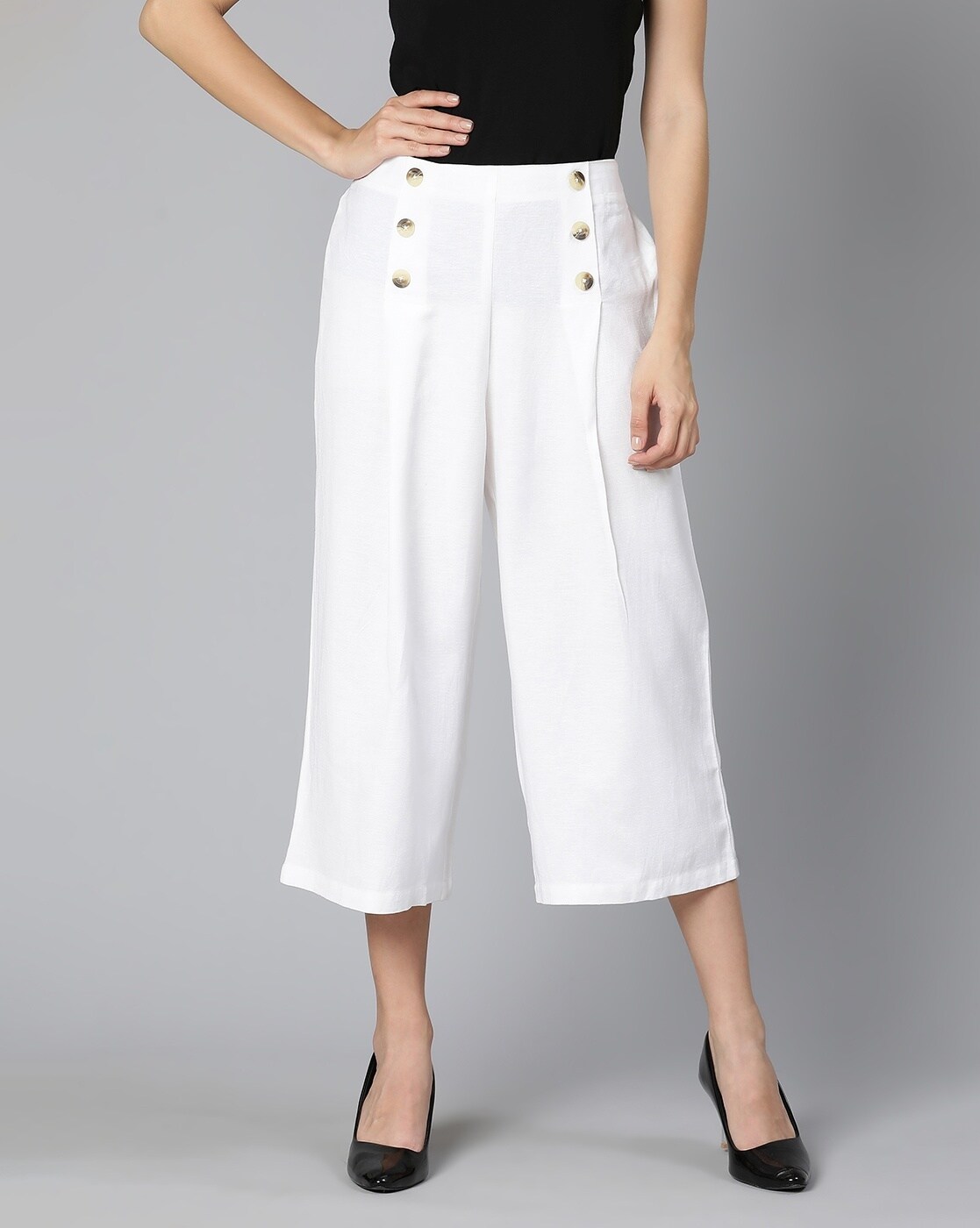 Buy AND Women White Linen Culottes  Trousers for Women 1743388  Myntra