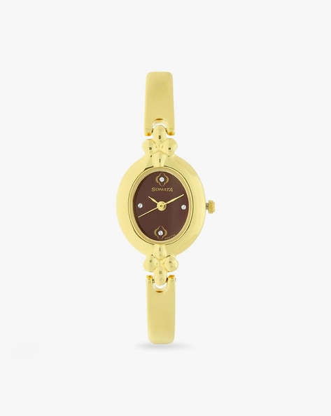 Sonata ladies watch golden on sale colour