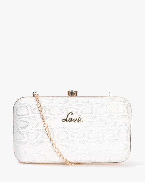 Reptilian Print Clutch with Chain Strap