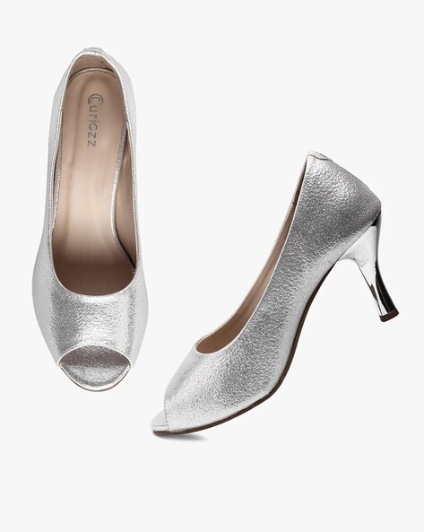 Aayomet Heels Heels Toe Wedding Women's Solid High Fashion Shoes Work Round  Clear High Heels for Women 3 1/2 Inches,Silver 8 - Walmart.com