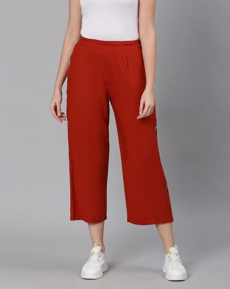 High-Waisted Striped Cropped Linen-Blend Tapered Pants | Old Navy