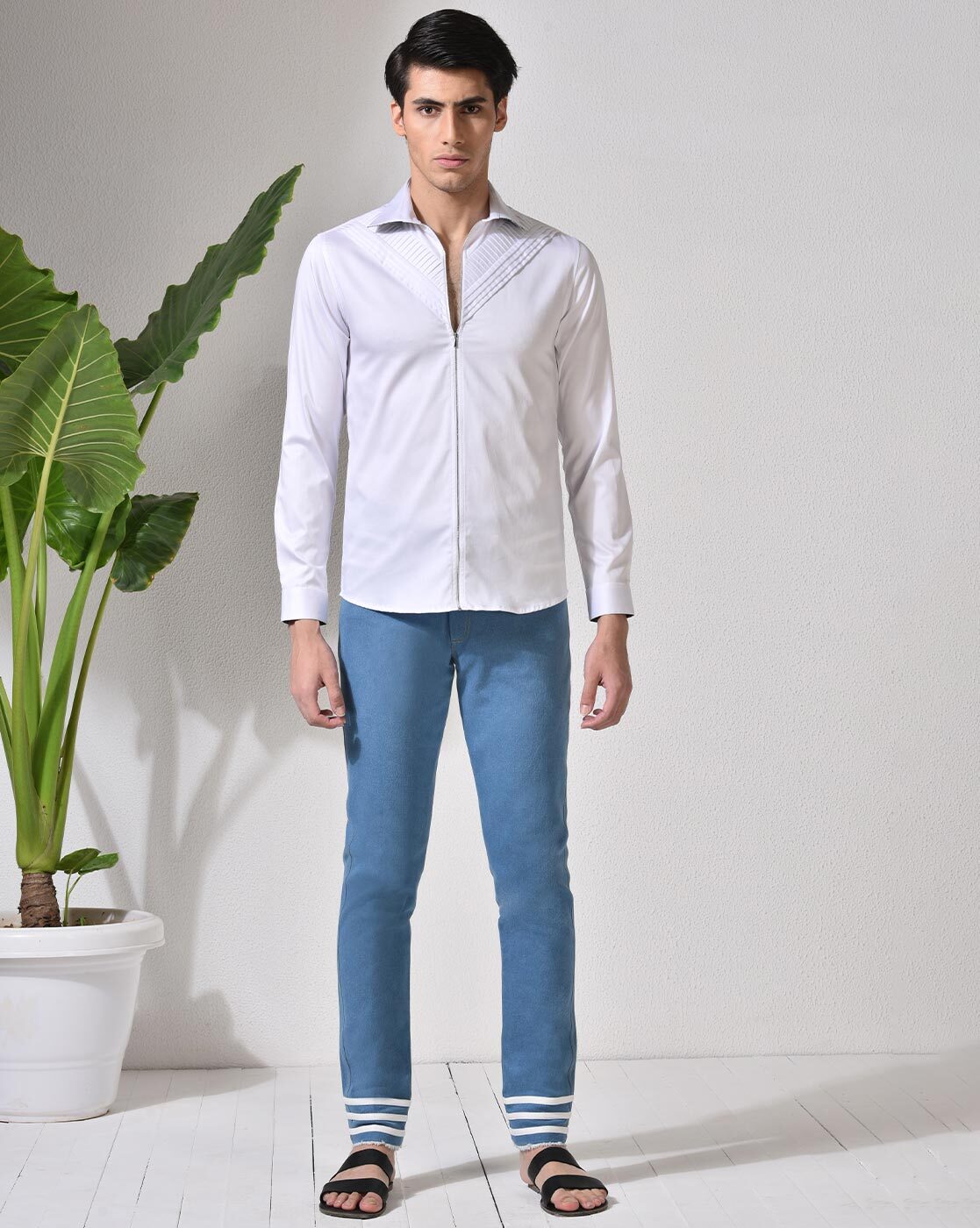 Buy Abkasa Slim Fit Shirt with Cuffed Sleeves | White Color Men | AJIO LUXE