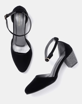 Ankle strap block heel court online shoes