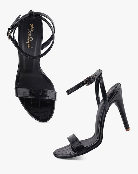 Buy Black Heeled Sandals for Women by Everqupid Online