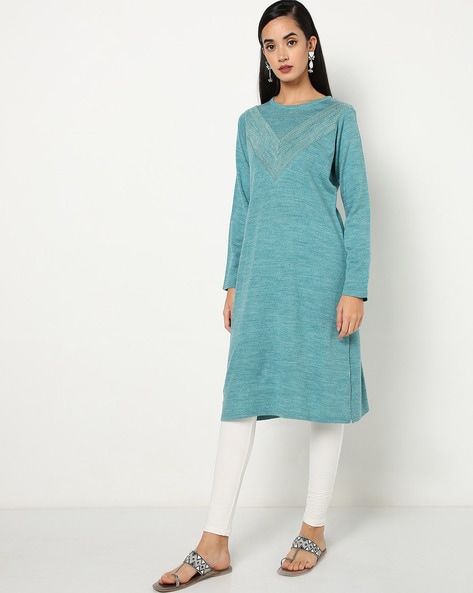 Buy online Black Pashmina Woolen Kurta from winter wear for Women by Women  Tshirt for ₹879 at 12% off | 2024 Limeroad.com