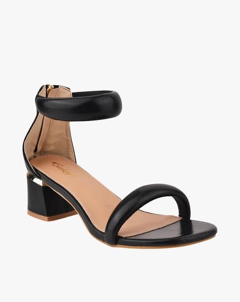 Buy Black Heeled Sandals for Women by Everqupid Online | Ajio.com