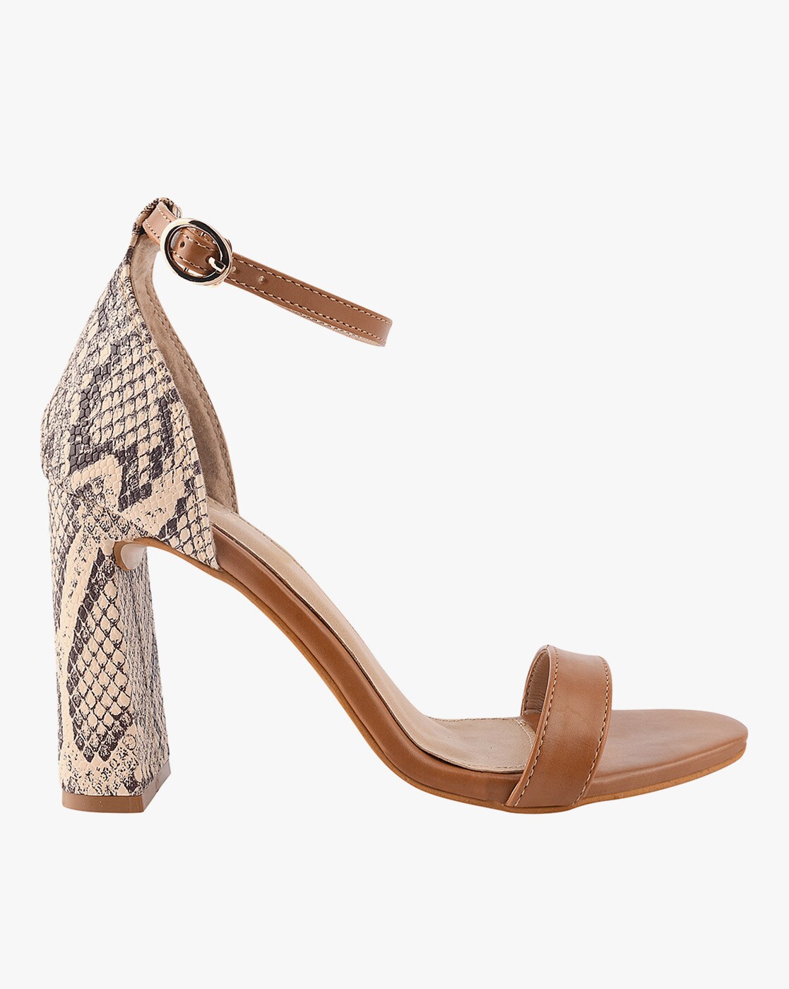 Camel Meadow Strappy Block Heel Sandals - CHARLES & KEITH IN