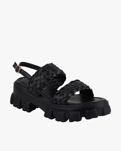 Chunky black best sale buckle sandals