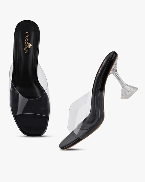 Black Clear Strap Heels | PrettyLittleThing KSA