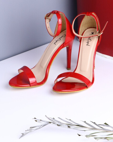 Womens Red Sexy Heels Ankle Strap Stiletto Prom Heel Sandals - Milanoo.com