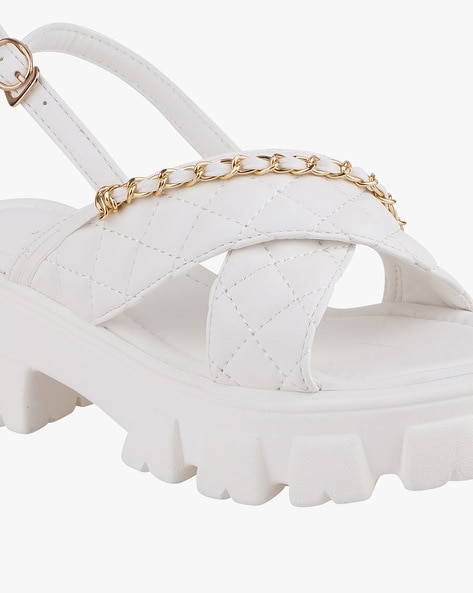 White chunky best sale sole sandals