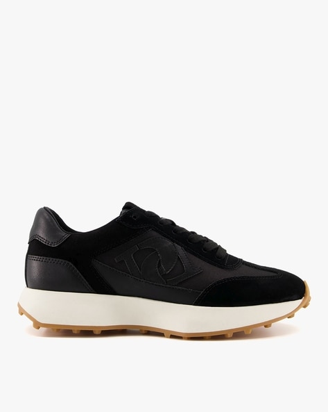 Dune London Embossed Leather Lace-Up Trainers