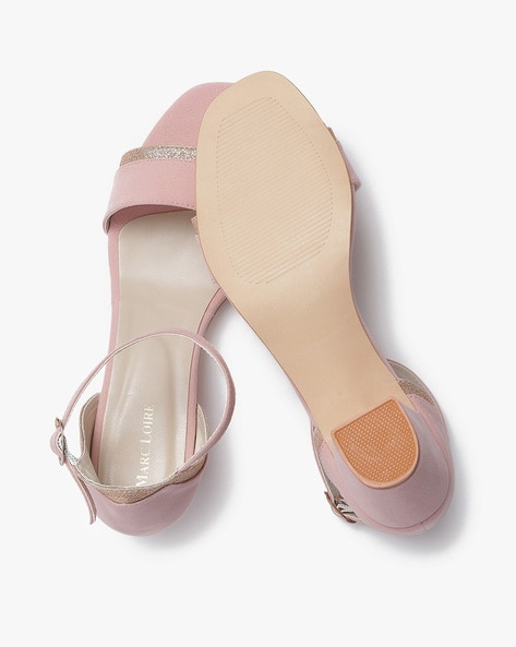 Pink low discount block heel sandals