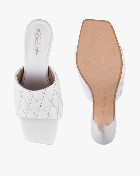 White cheap quilted heels