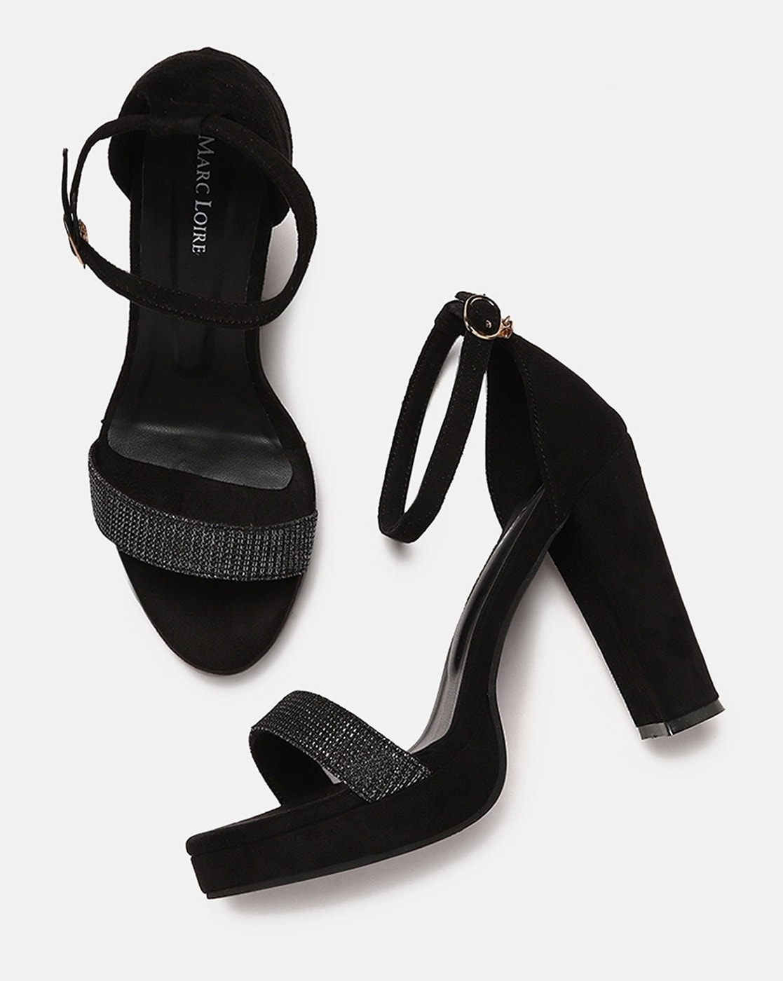New Look Barely There Block Heeled Sandal In Dark Green in Black | Lyst UK
