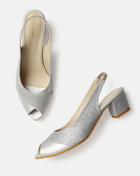 Silver Glitter 2 Part Block Heel Sandals | New Look