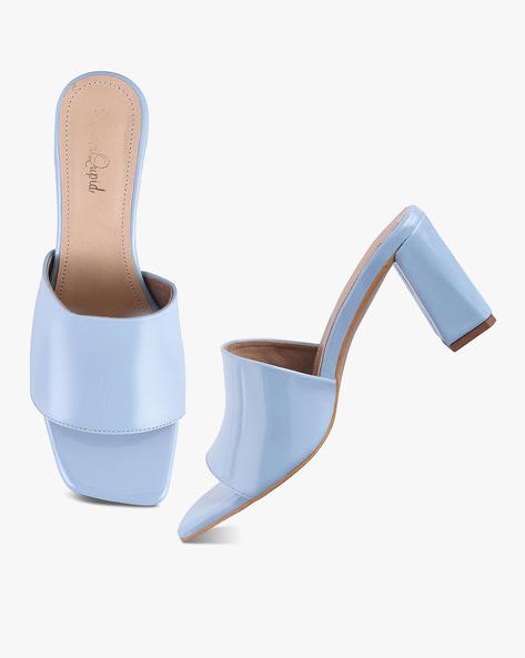 Light blue hot sale chunky heels