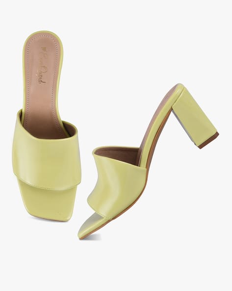 green slip on heels