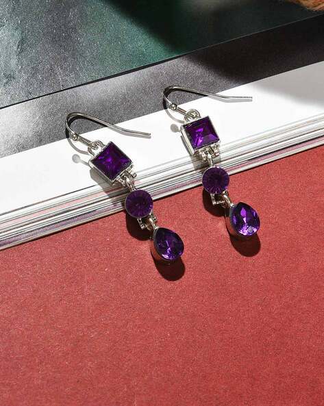 Amethyst Cabochon and Sterling Silver Dangle Earrings - GLE-Good Living  Essentials