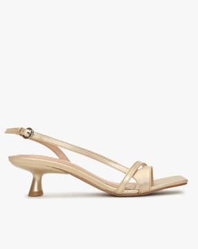 Buy Gold Heeled Sandals for Women by 